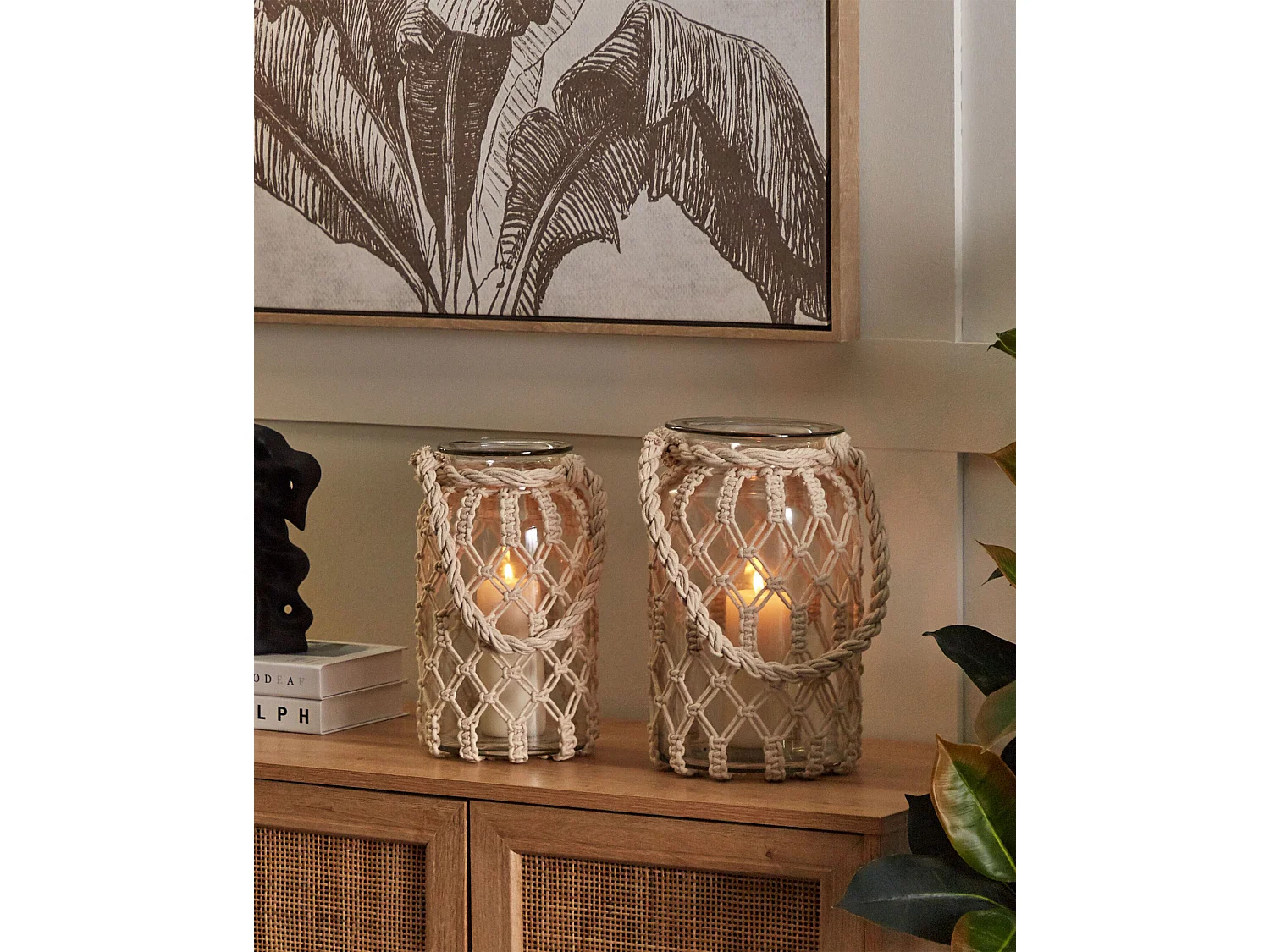 Lanterne JALEBI Tissu 31 cm Blanc cassé