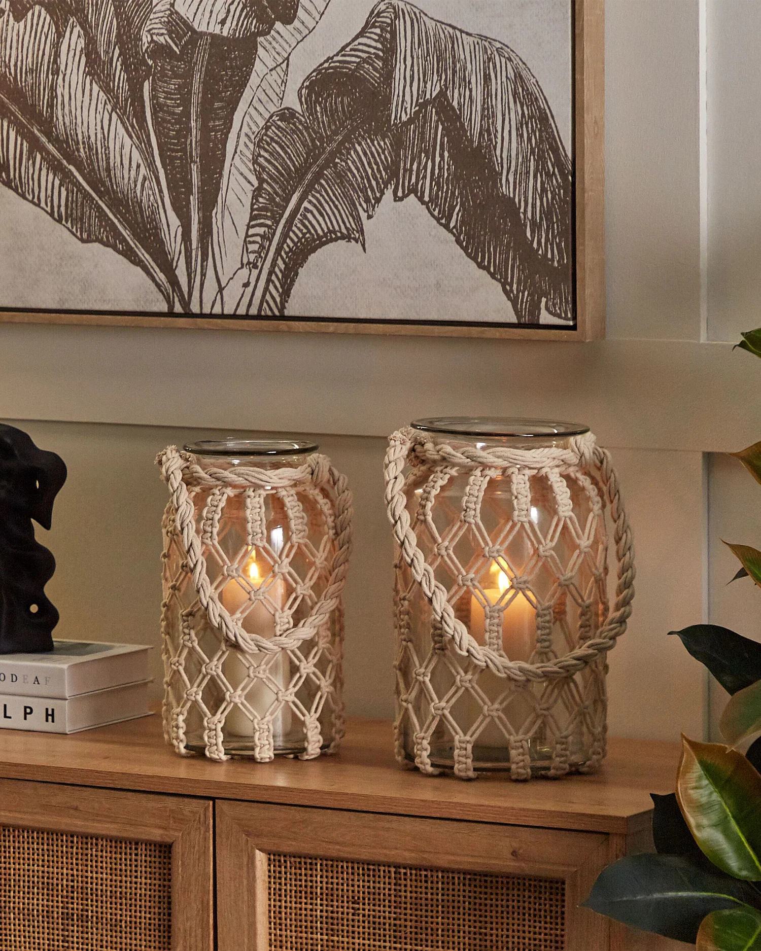 Lanterne JALEBI Tissu 31 cm Blanc cassé