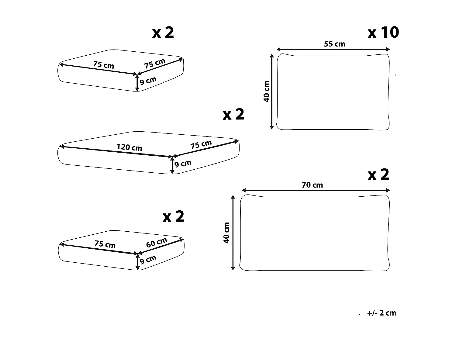 Conjunto de capas para almofadas MAESTRO II Cinzento
