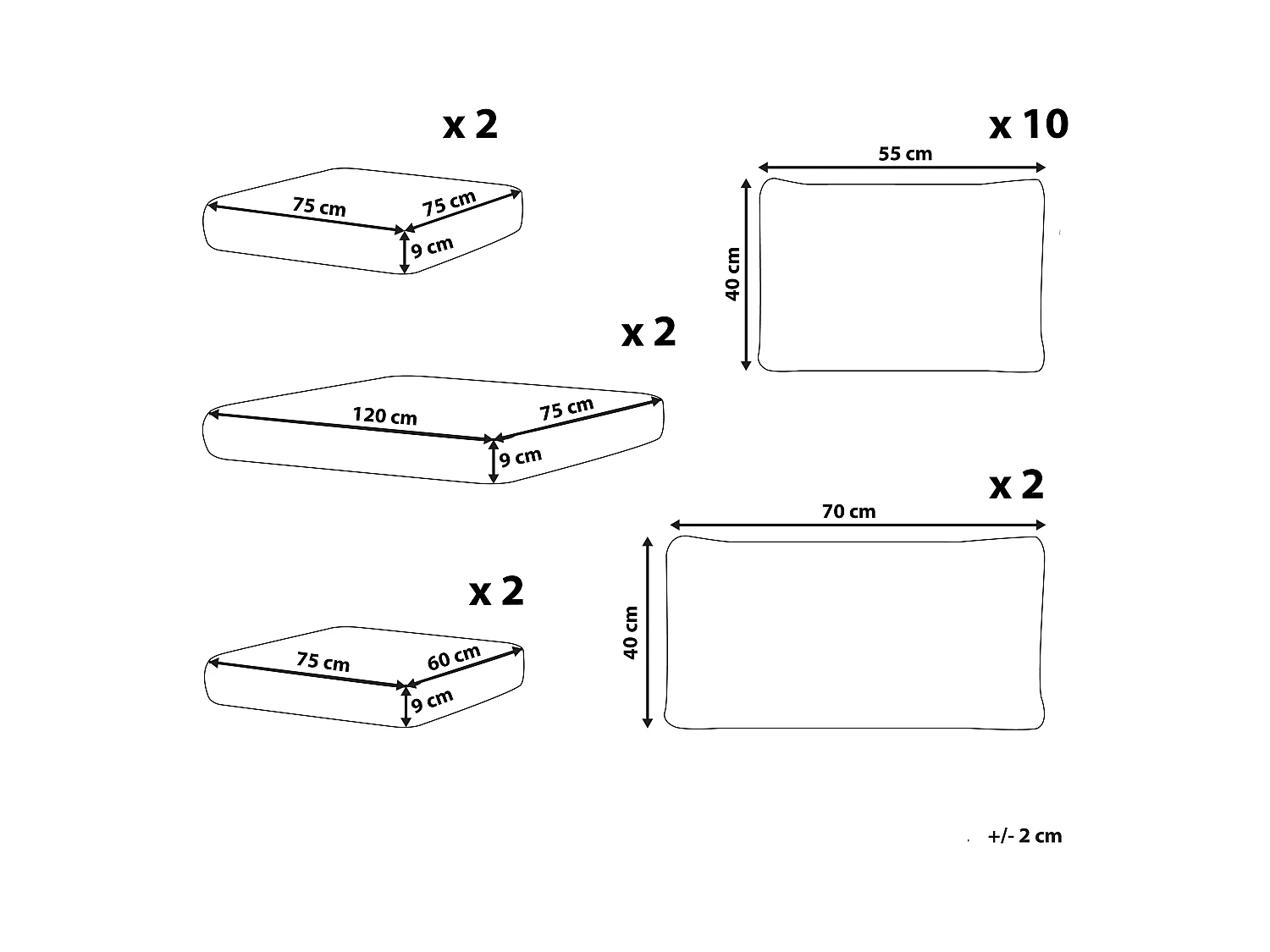 Conjunto de capas para almofadas MAESTRO II Cinzento