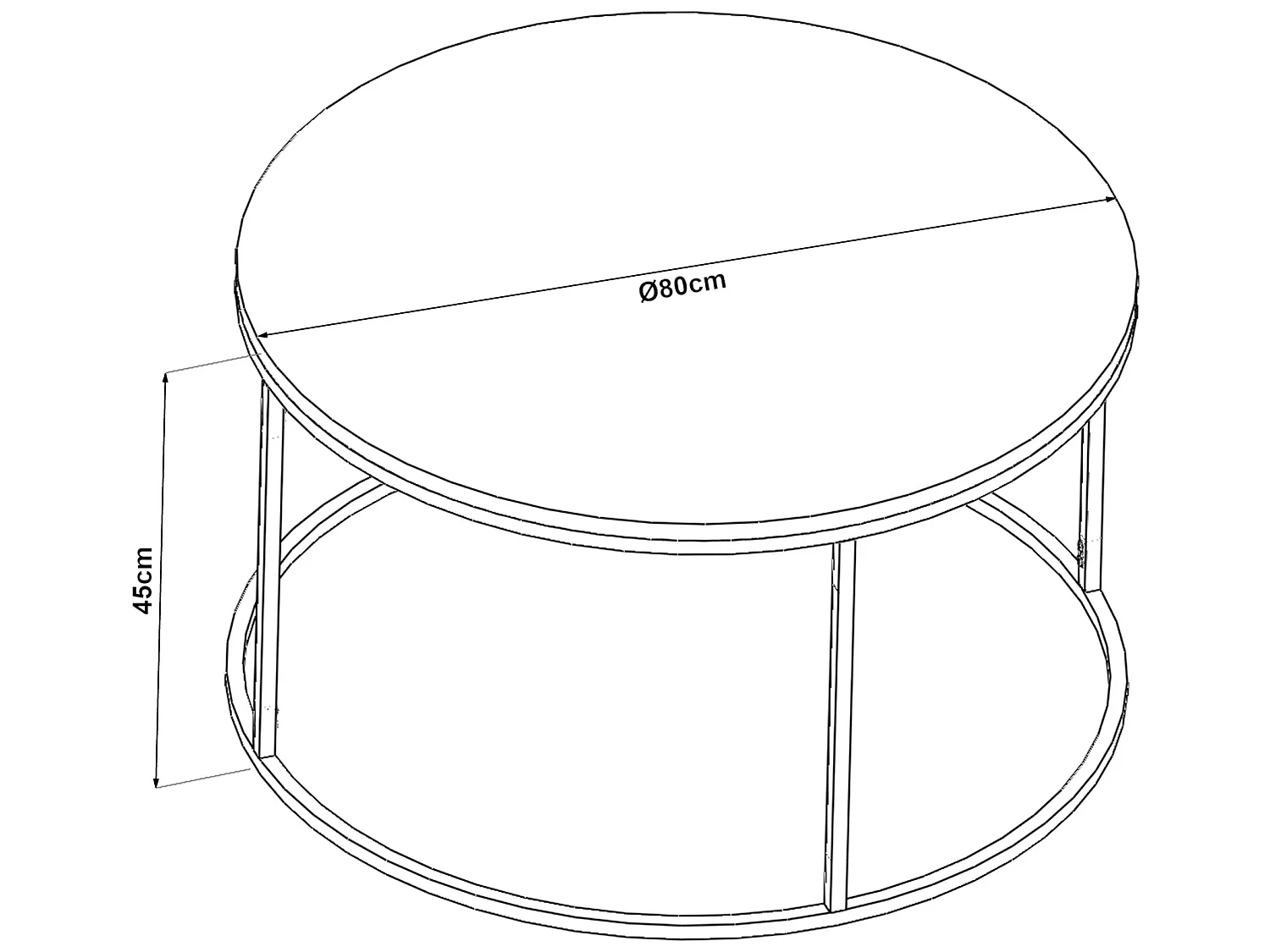 Table basse Kolari forme ronde en verre trempé fumé 45 x 80 cm noir [en.casa]