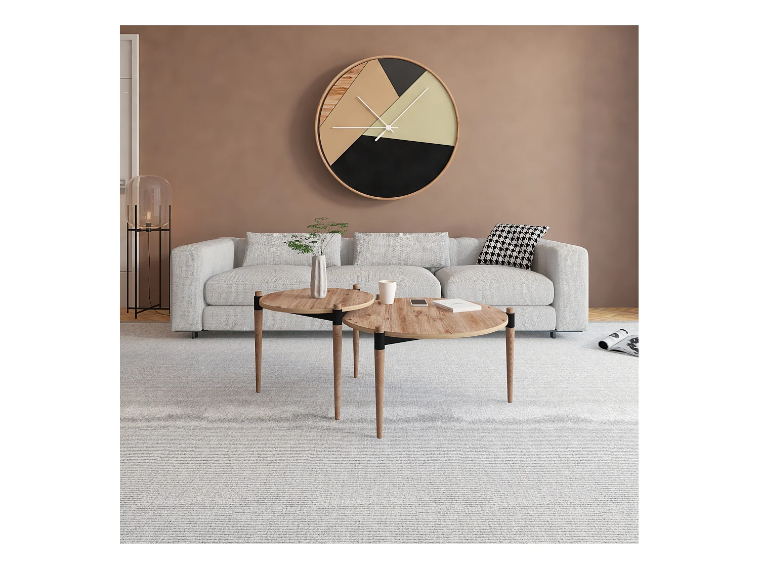 Table basse Kristinestad à double plateaux en pin [en.casa]