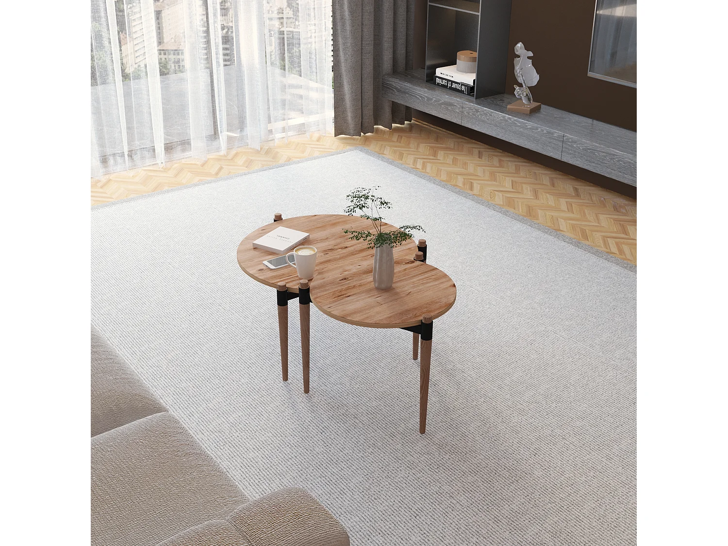 Table basse Kristinestad à double plateaux en pin [en.casa]