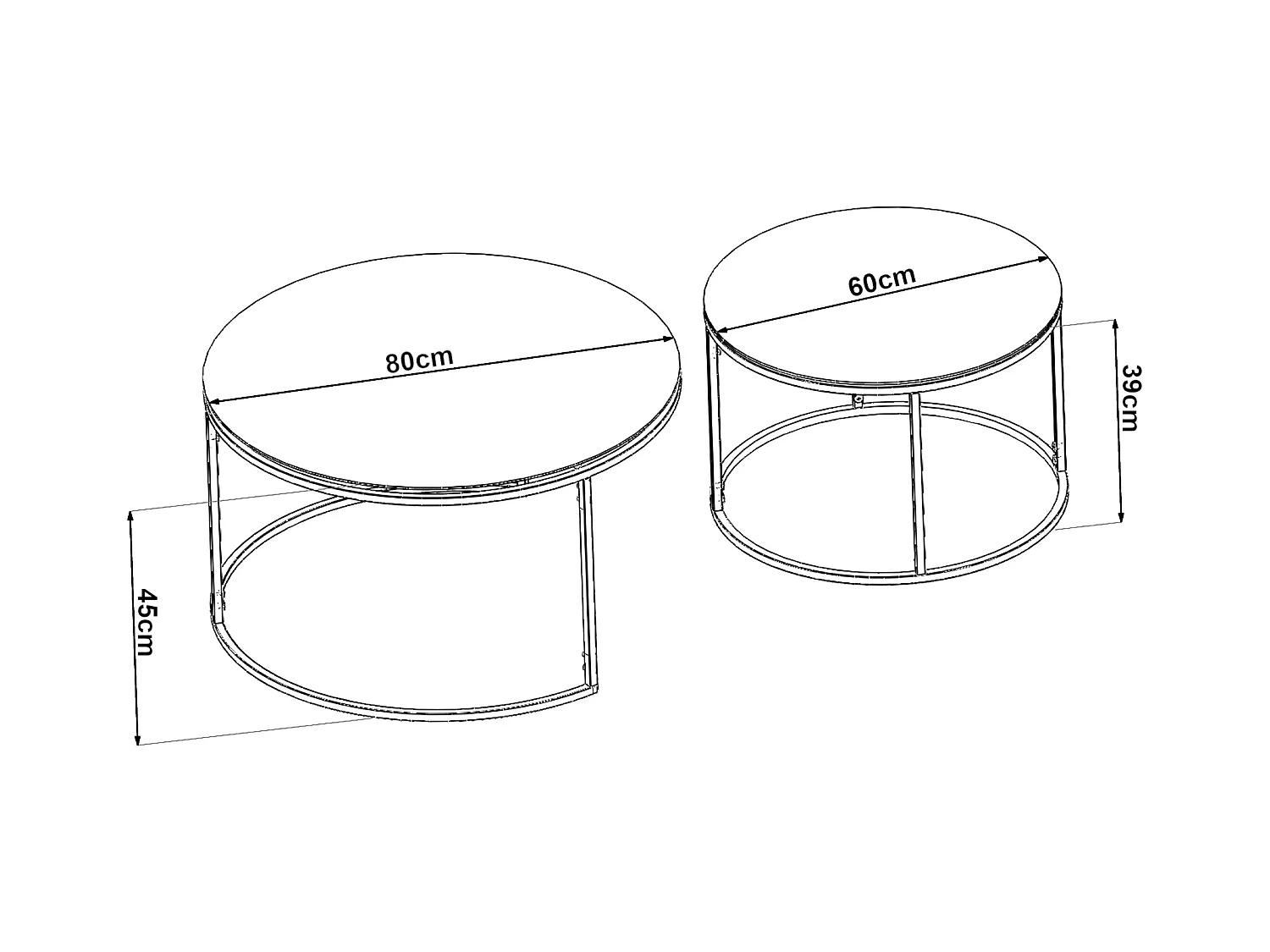 Set de 2 tables basses Kokkola rondes gigognes en verre fumé