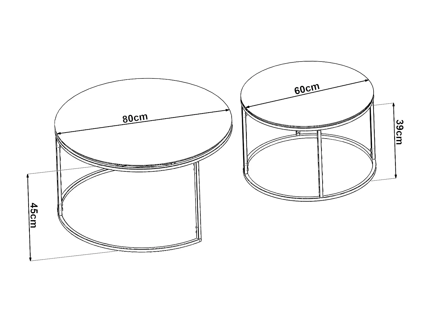 Set de 2 tables basses Kokkola rondes gigognes en verre fumé
