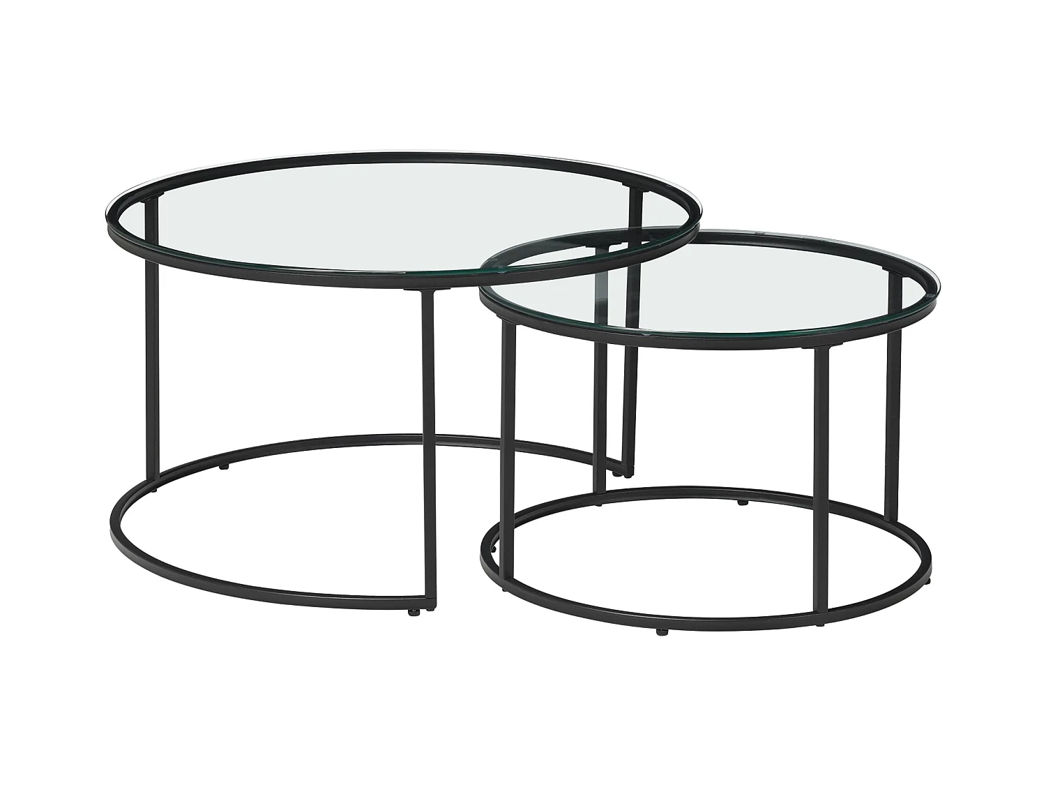 Set de 2 tables basses Kokkola rondes gigognes en verre clair