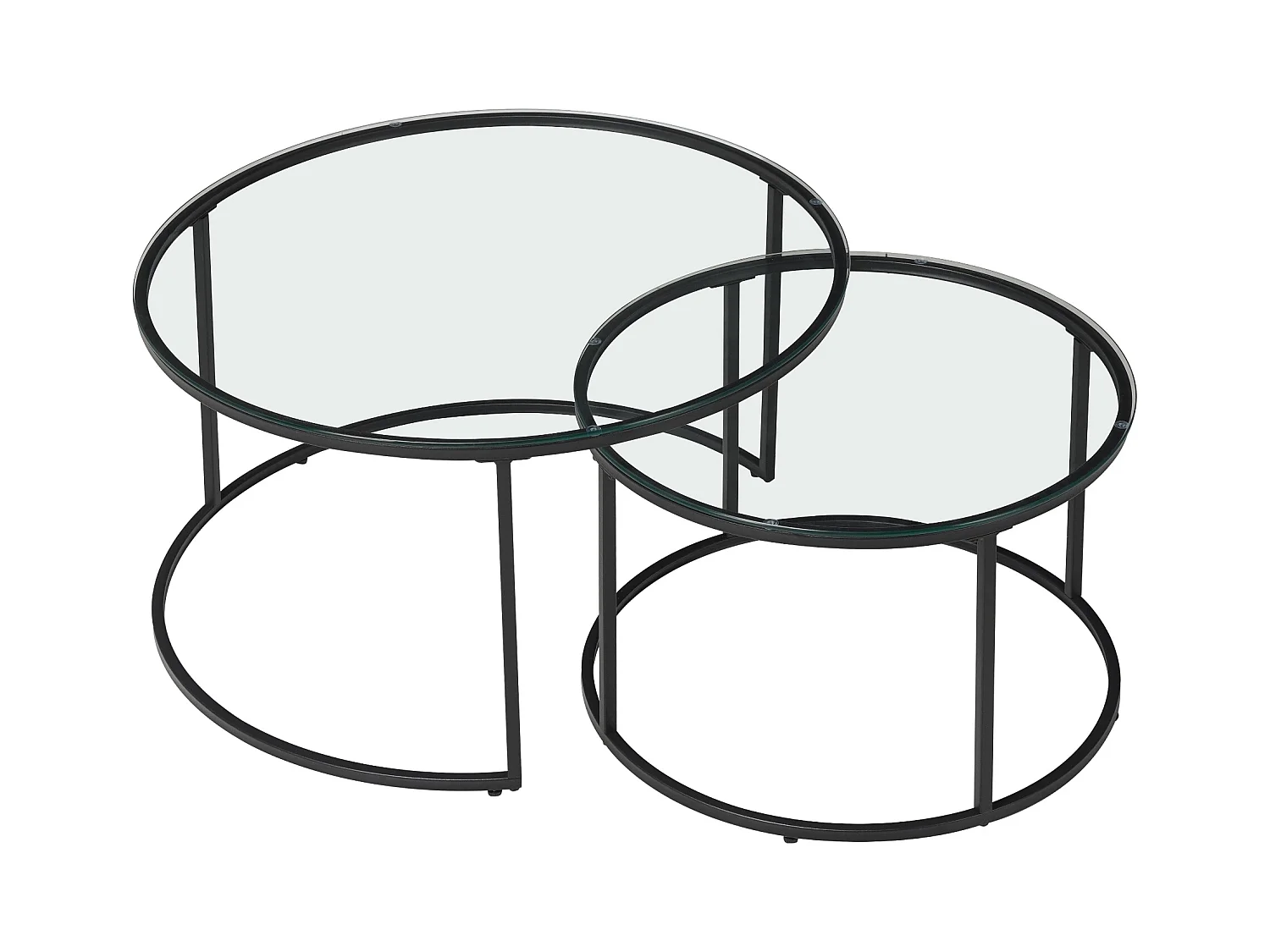 Set de 2 tables basses Kokkola rondes gigognes en verre clair