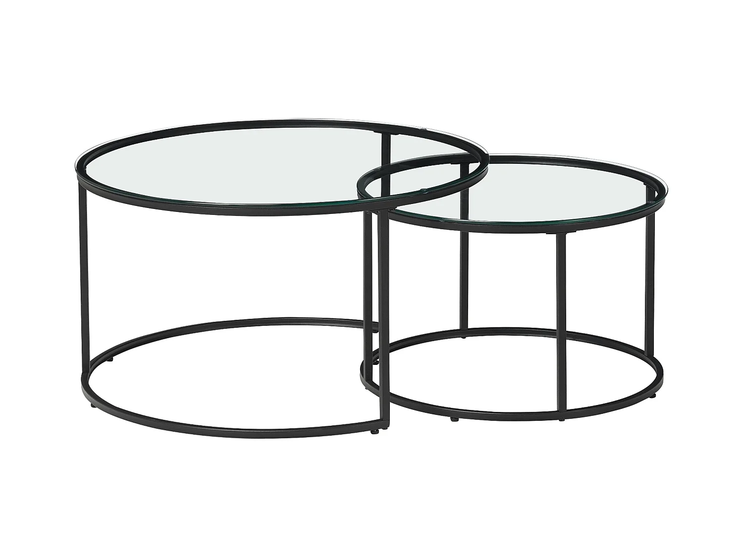 Set de 2 tables basses Kokkola rondes gigognes en verre clair