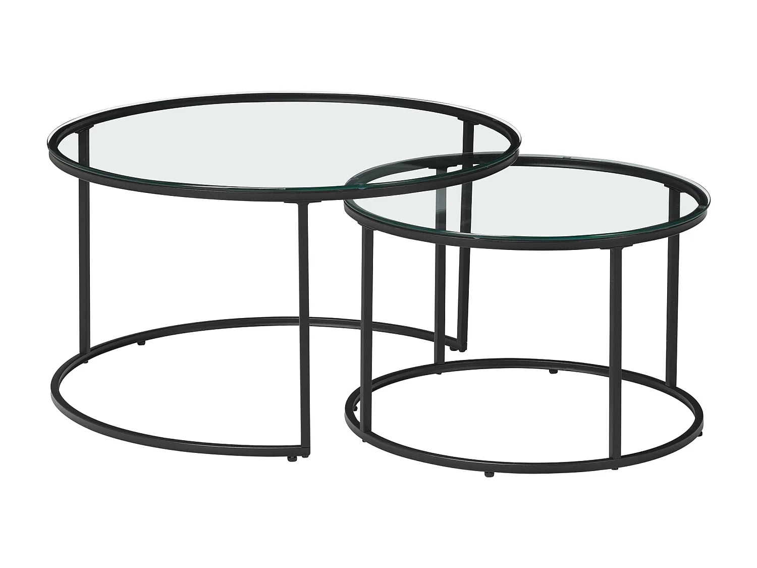 Set de 2 tables basses Kokkola rondes gigognes en verre clair
