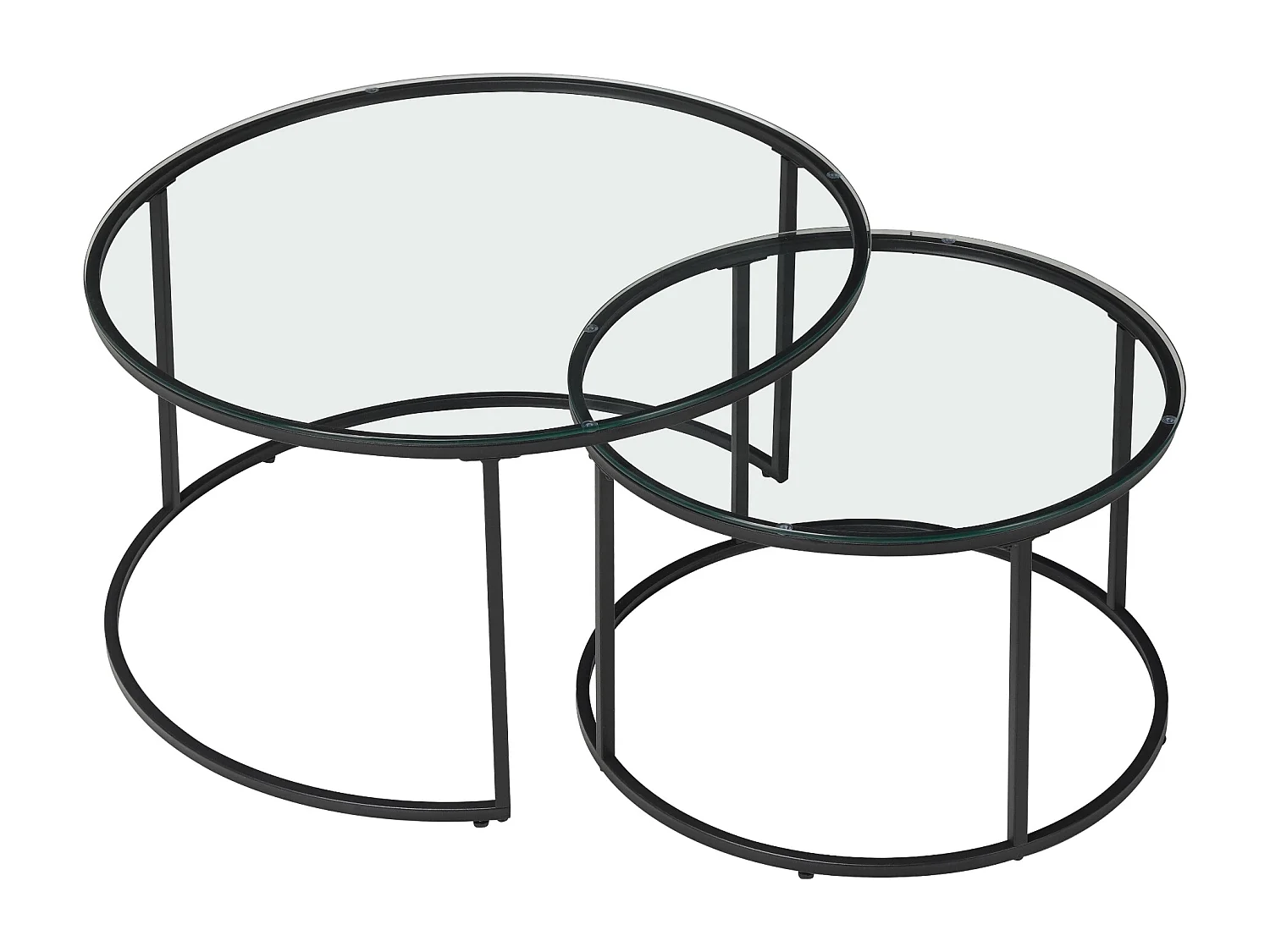 Set de 2 tables basses Kokkola rondes gigognes en verre clair