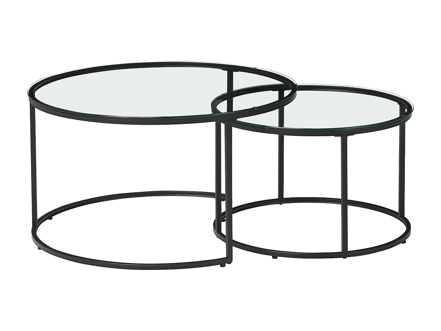 Set de 2 tables basses Kokkola rondes gigognes en verre clair