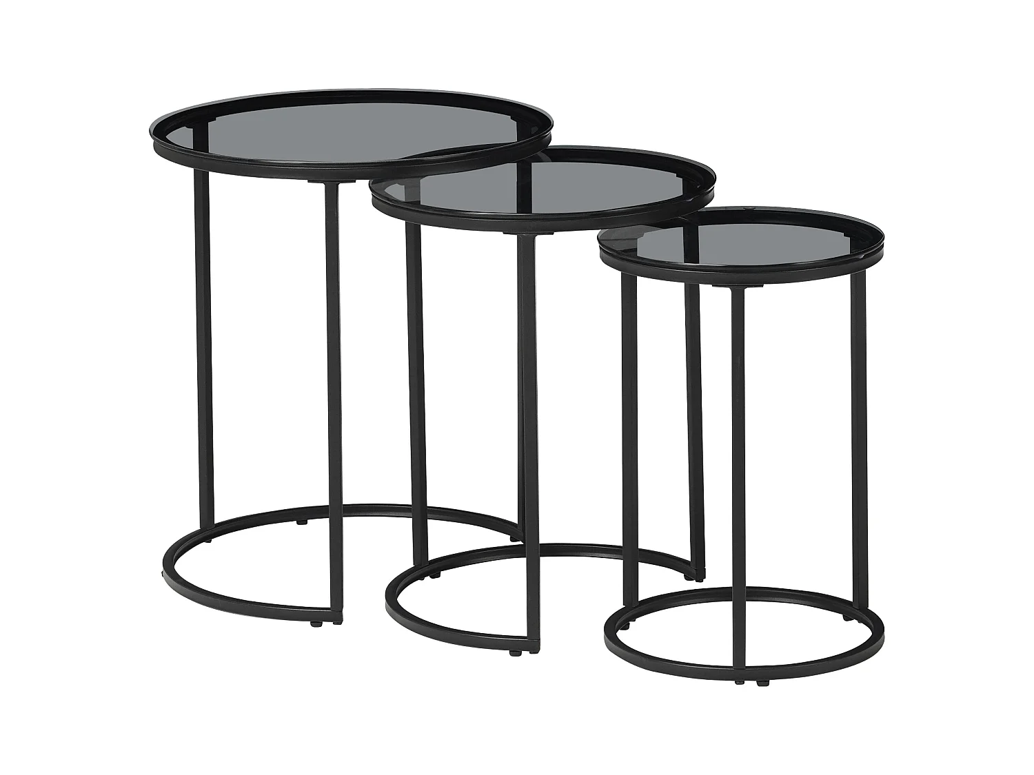 Set de 3 tables d'appoint Kyyjärvi rondes gigognes noir transparent [en.casa]