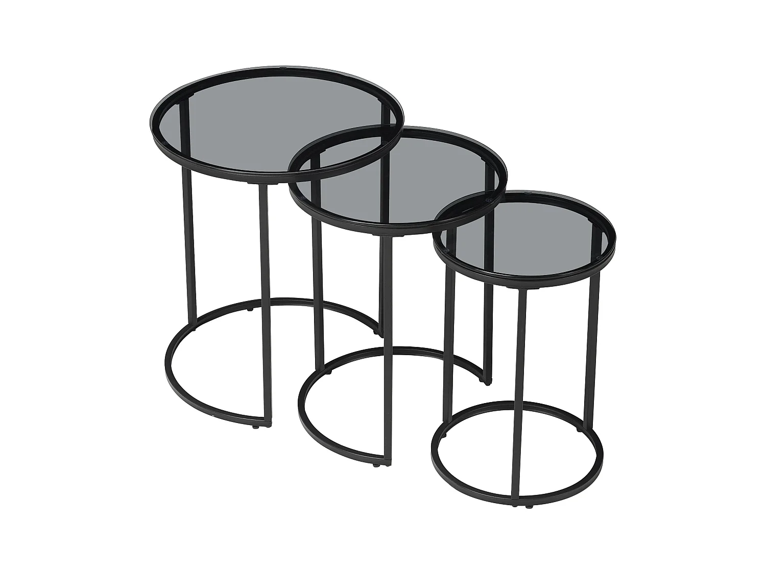 Set de 3 tables d'appoint Kyyjärvi rondes gigognes noir transparent [en.casa]