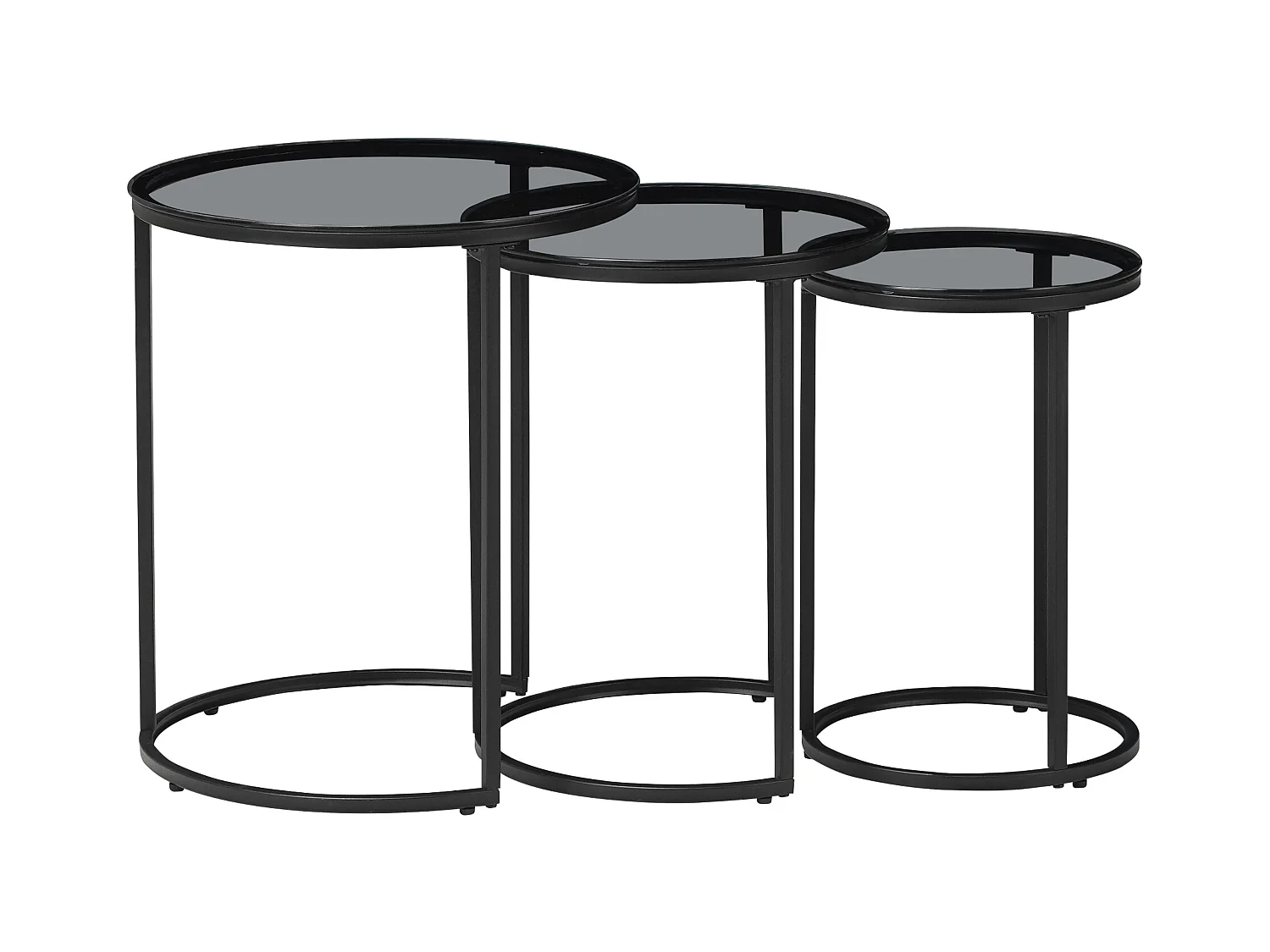 Set de 3 tables d'appoint Kyyjärvi rondes gigognes noir transparent [en.casa]