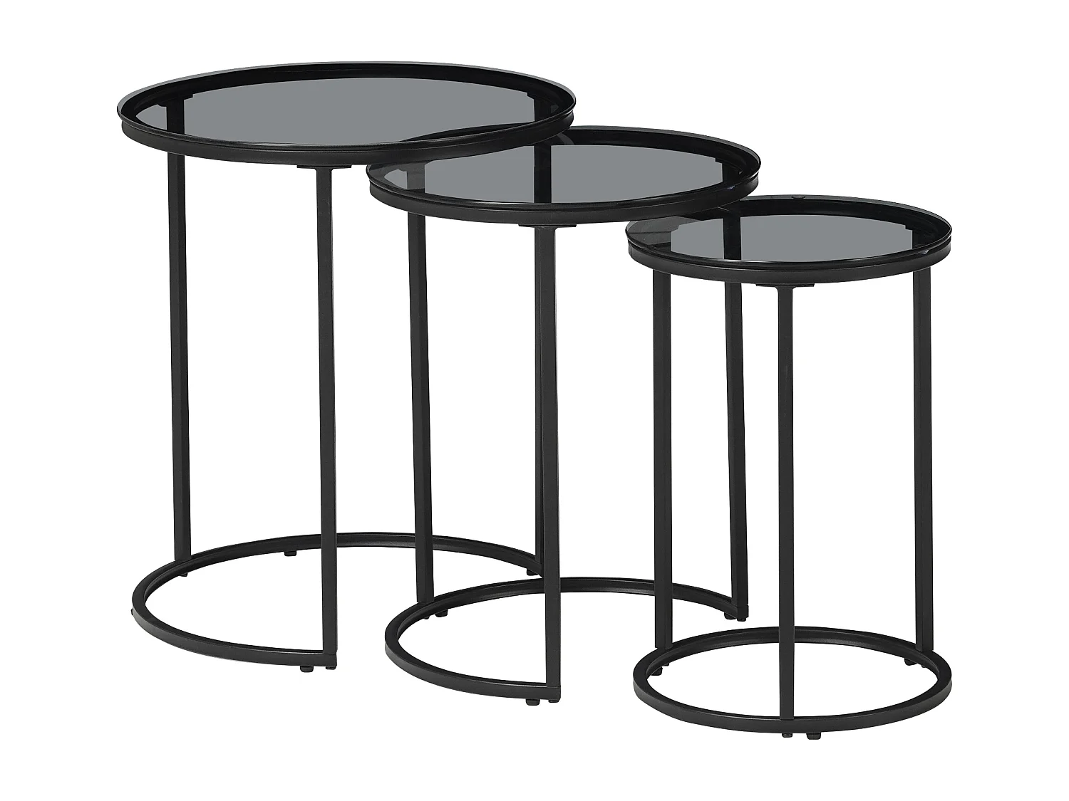 Set de 3 tables d'appoint Kyyjärvi rondes gigognes noir transparent [en.casa]