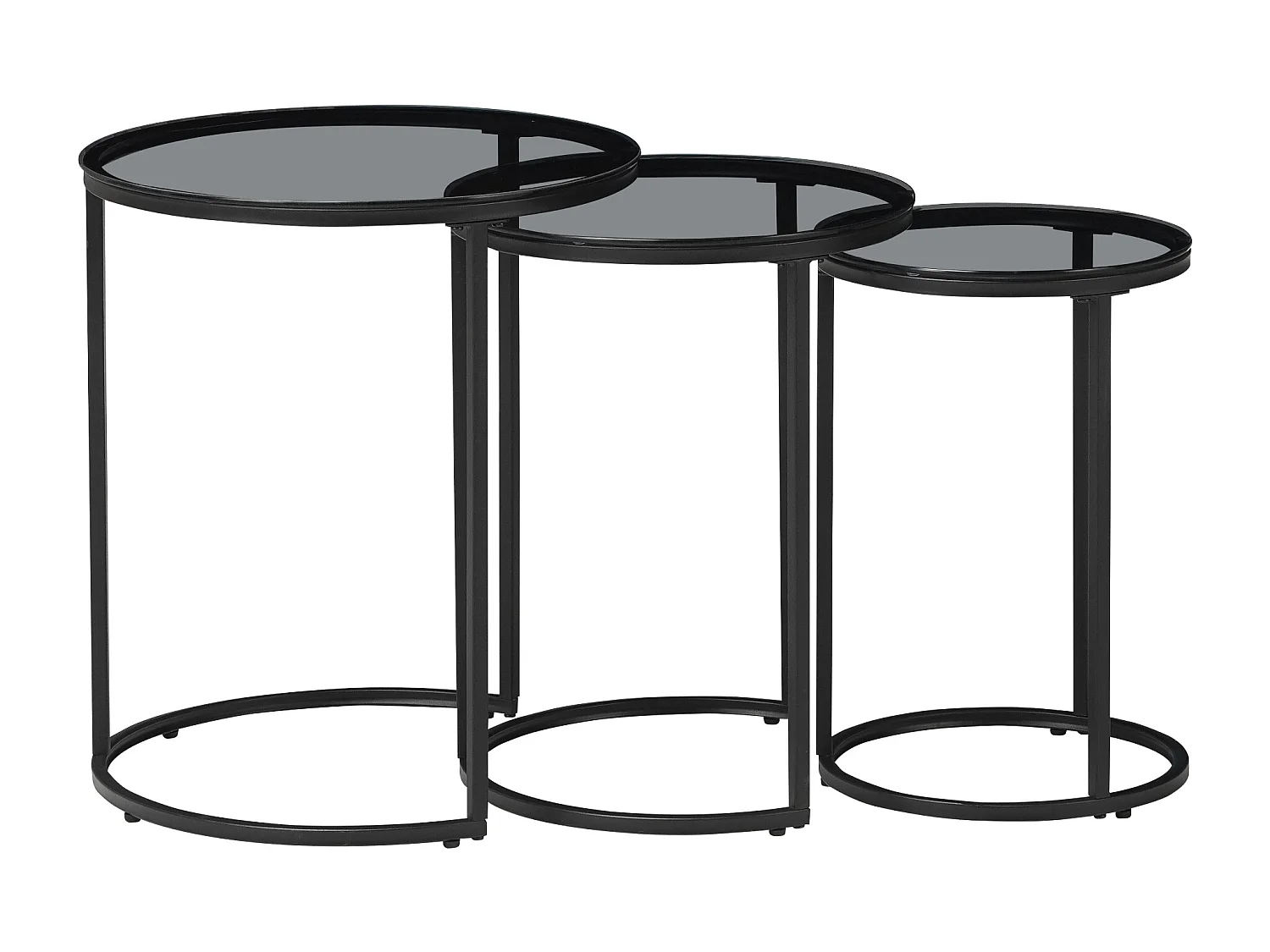Set de 3 tables d'appoint Kyyjärvi rondes gigognes noir transparent [en.casa]
