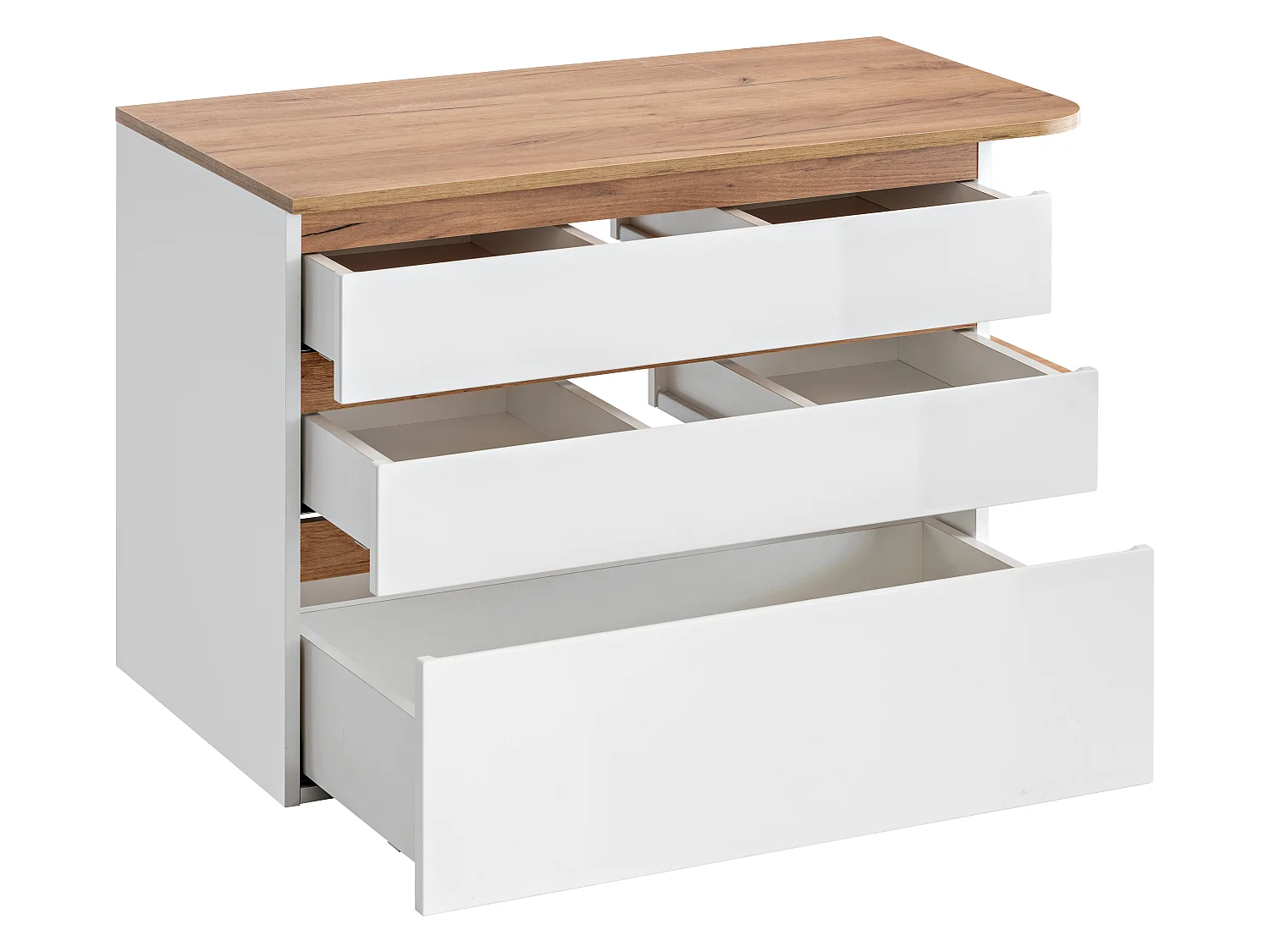 Waschbeckenunterschrank hängend mit Einzelwaschbecken - B. 94 cm - Naturfarben & Weiß - ANIDA