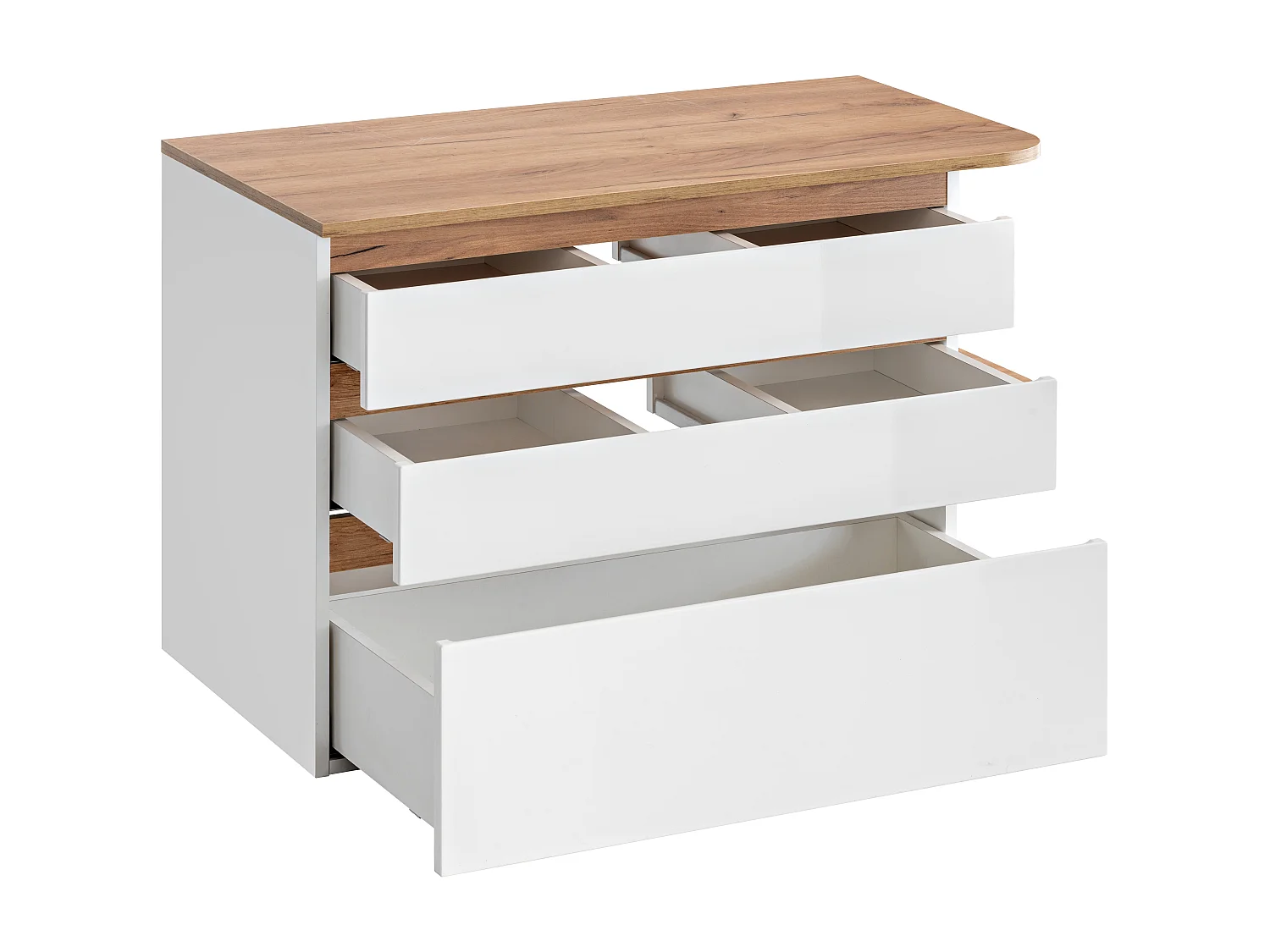 Meuble de salle de bain suspendu bois et blanc avec simple vasque, colonne et armoire de toilette - 94 cm - ANIDA