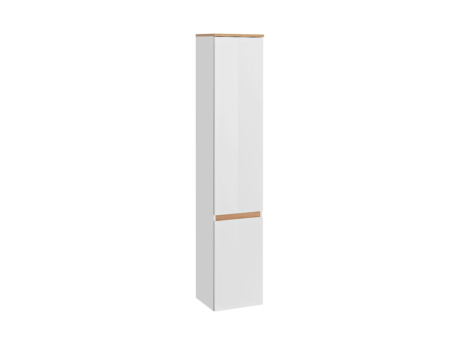 Meuble de salle de bain suspendu bois et blanc avec simple vasque, colonne et armoire de toilette - 94 cm - ANIDA