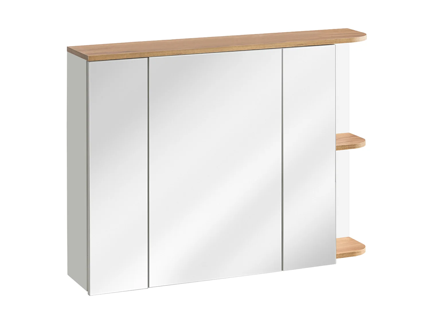 Mobile per bagno sospeso con lavabo singolo Legno e Bianco, colonna e armadietto bagno 94 cm - ANIDA