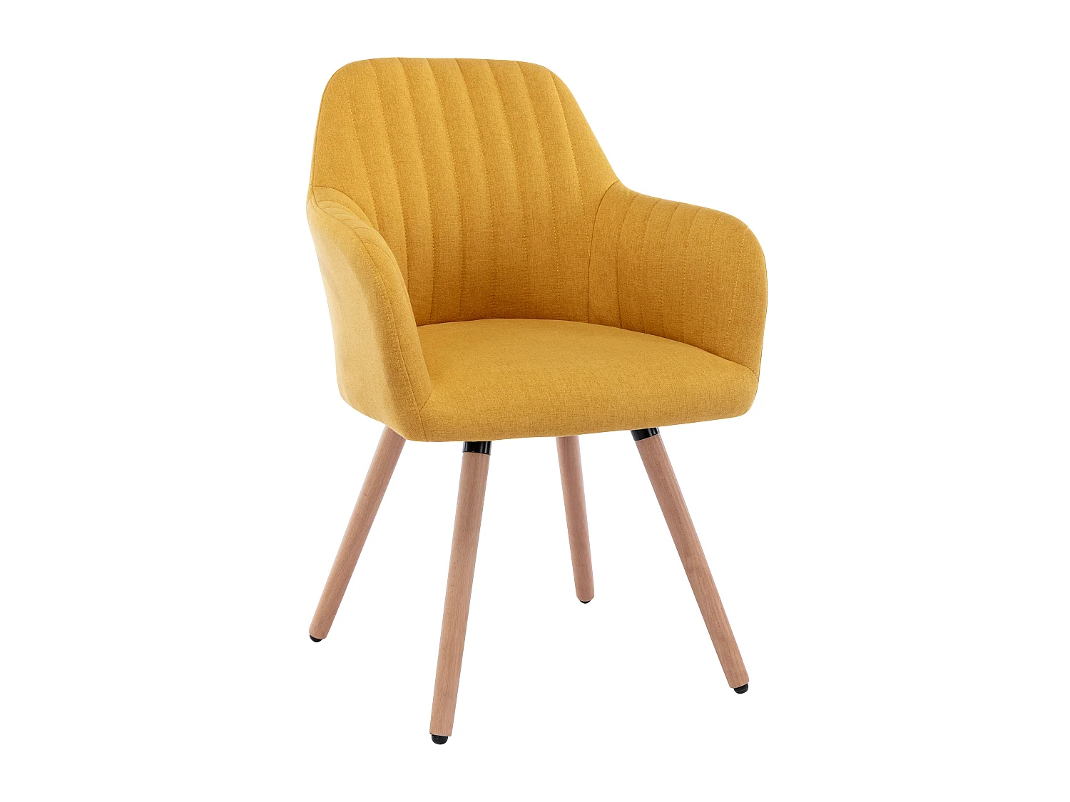 Juego de 2 sillas con brazos - Tela y metal efecto madera - Amarillo - ELEANA