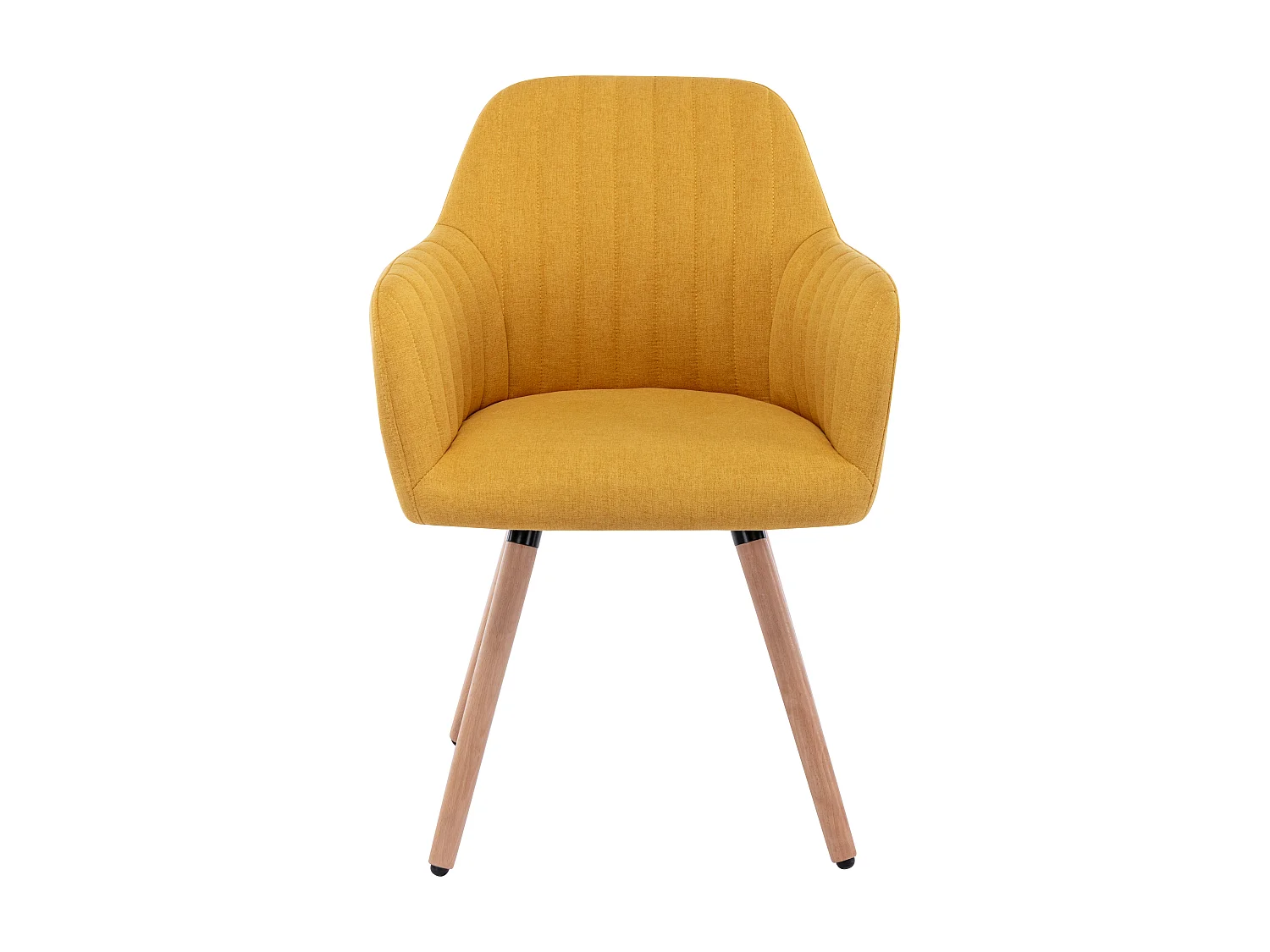 Juego de 2 sillas con brazos - Tela y metal efecto madera - Amarillo - ELEANA
