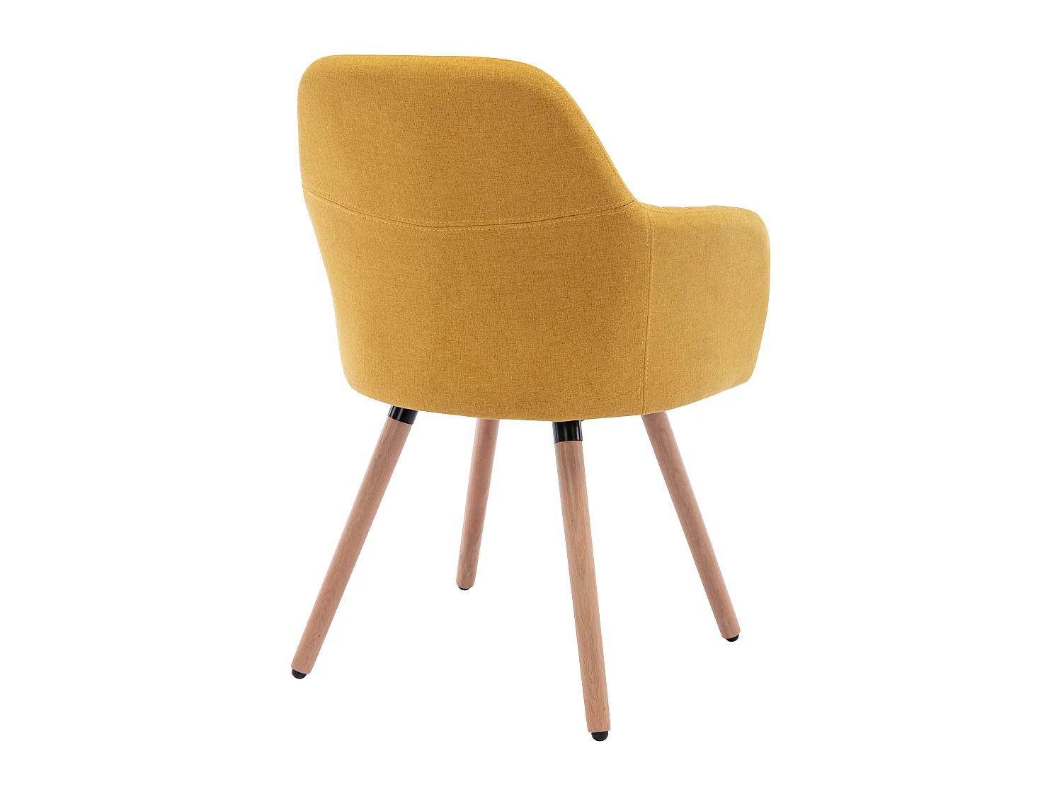 Juego de 2 sillas con brazos - Tela y metal efecto madera - Amarillo - ELEANA