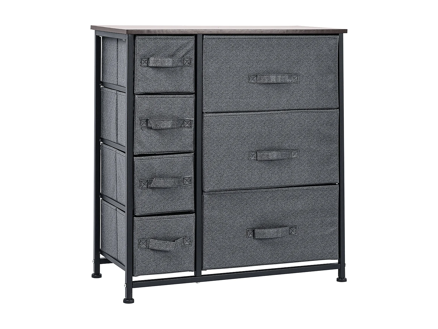 Meuble de rangement commode design 64L x 30l x 71H cm 7 tiroirs métal MDF non tissé noir