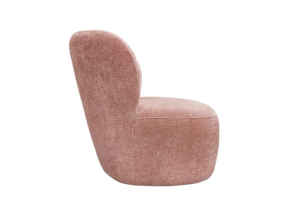 Fauteuil bas rond en velours rose clair avec dossier arrondi - MALLOW