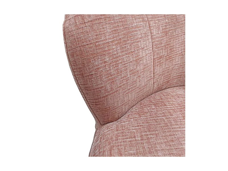 Fauteuil bas rond en velours rose clair avec dossier arrondi - MALLOW