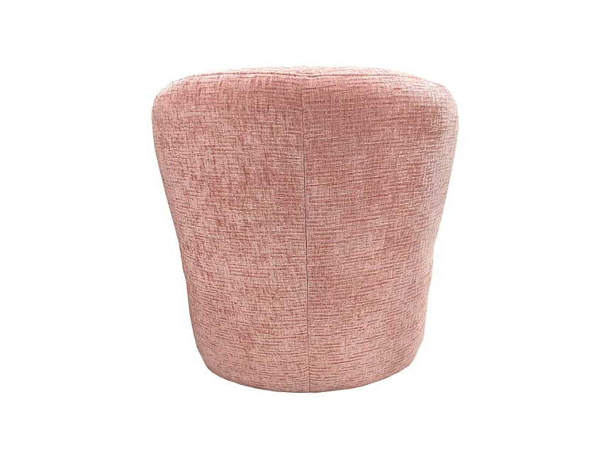 Fauteuil bas rond en velours rose clair avec dossier arrondi - MALLOW
