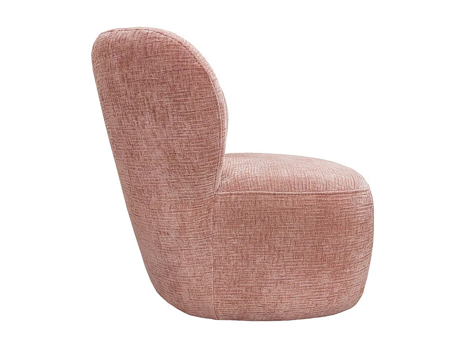 Fauteuil bas rond en velours rose clair avec dossier arrondi - MALLOW