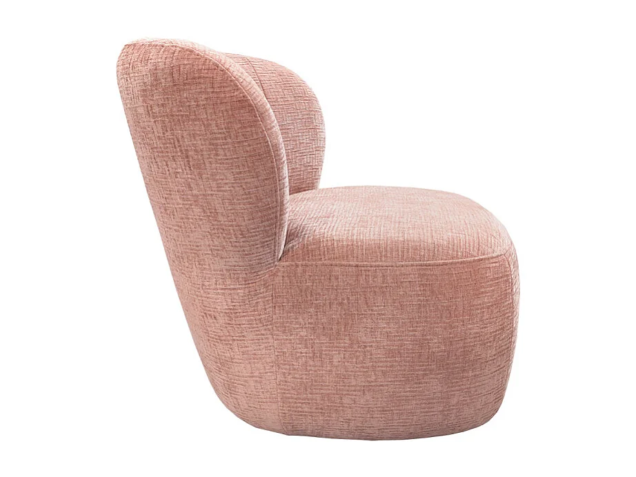 Fauteuil bas rond en velours rose clair avec dossier arrondi - MALLOW
