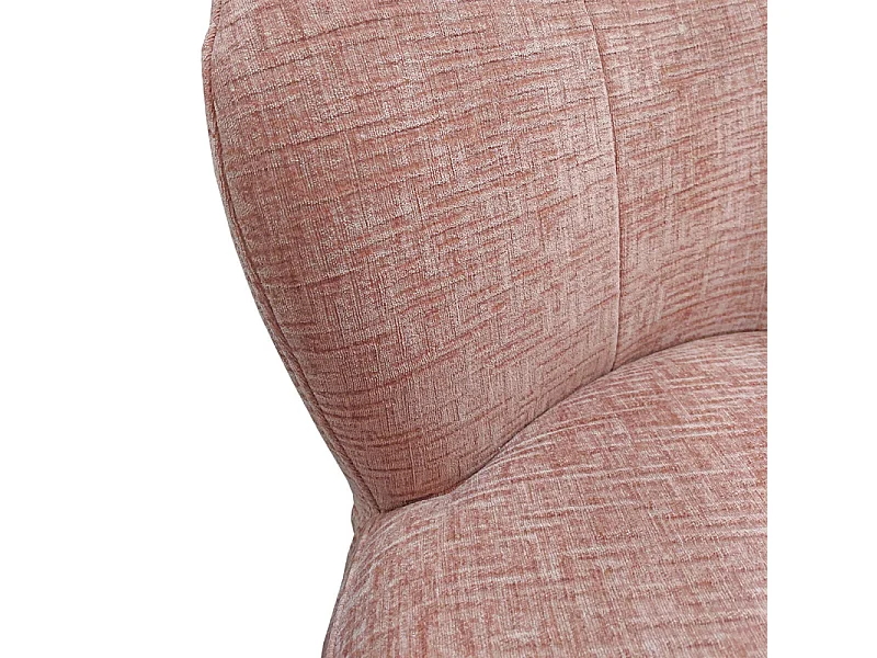 Fauteuil bas rond en velours rose clair avec dossier arrondi - MALLOW