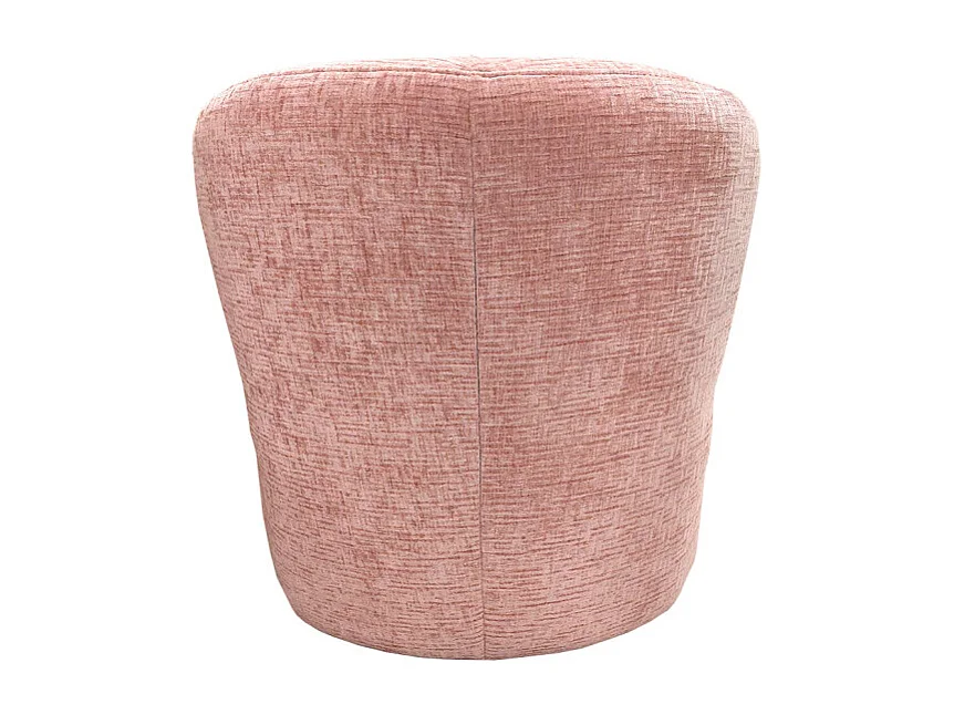 Fauteuil bas rond en velours rose clair avec dossier arrondi - MALLOW
