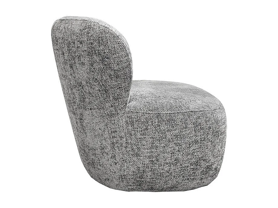 Fauteuil bas rond en tissu gris chiné avec dossier arrondi - MALLOW