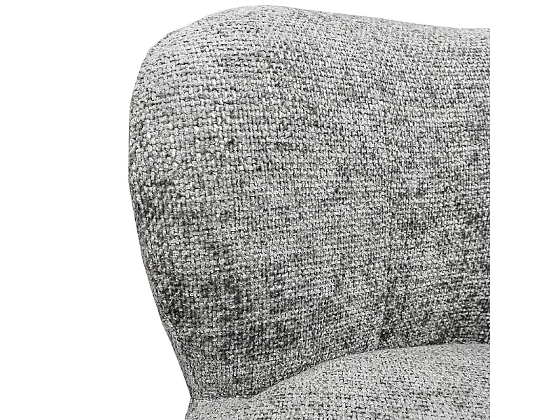 Fauteuil bas rond en tissu gris chiné avec dossier arrondi - MALLOW