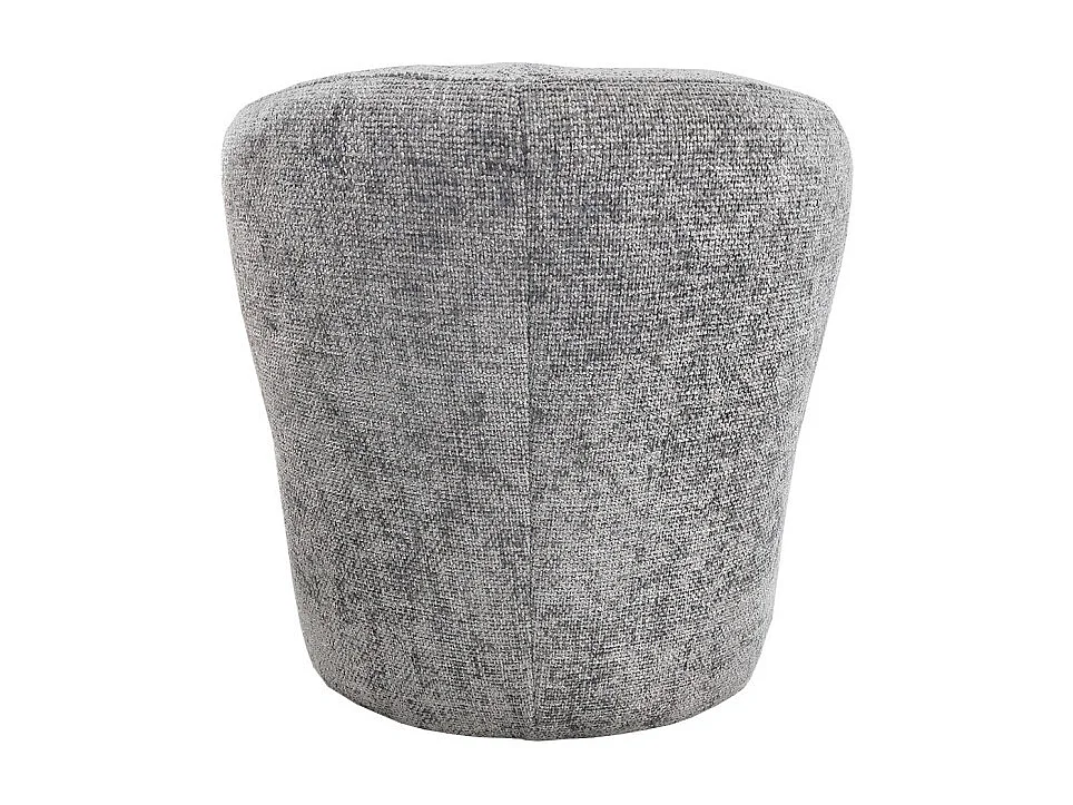 Fauteuil bas rond en tissu gris chiné avec dossier arrondi - MALLOW