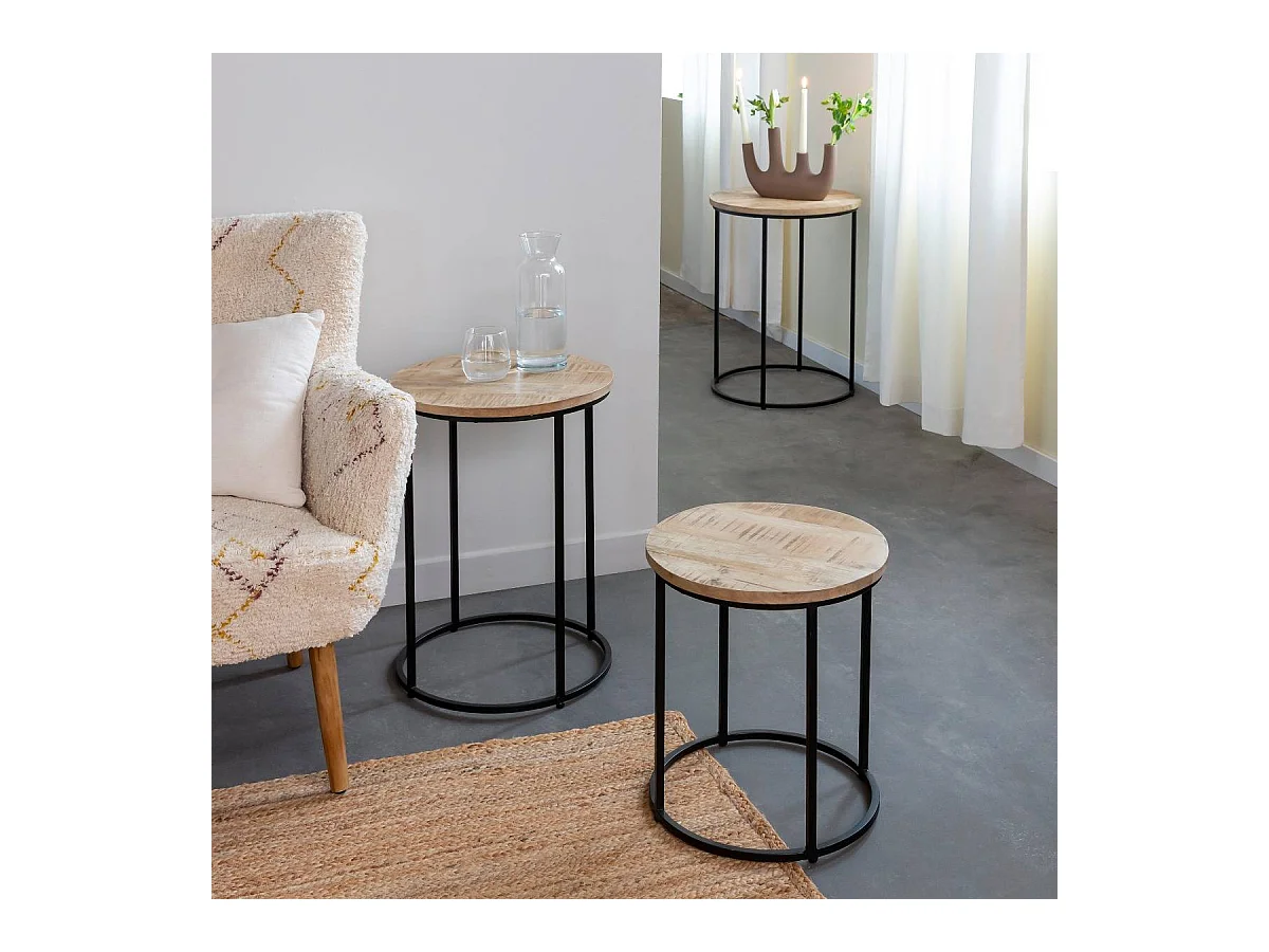 Table basse gigogne en bois de manguier Anouck