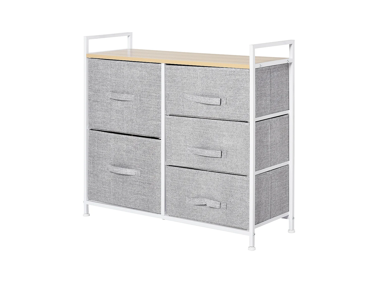 Commode Meuble de Rangement 5 Tiroirs Amovibles pour Chambre Salon Cuisine 83 x 29 x 77 cm Gris
