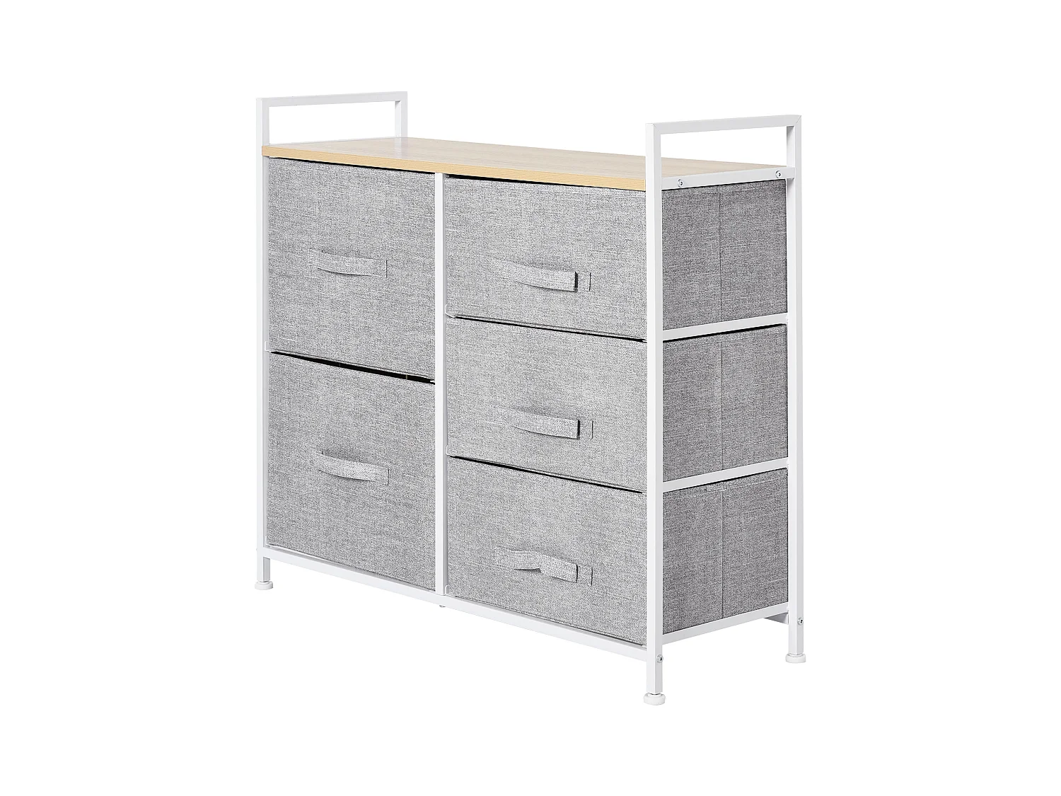Commode Meuble de Rangement 5 Tiroirs Amovibles pour Chambre Salon Cuisine 83 x 29 x 77 cm Gris