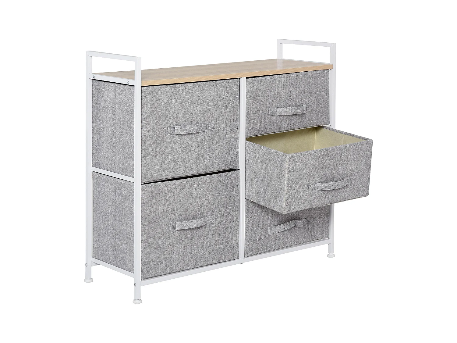 Commode Meuble de Rangement 5 Tiroirs Amovibles pour Chambre Salon Cuisine 83 x 29 x 77 cm Gris