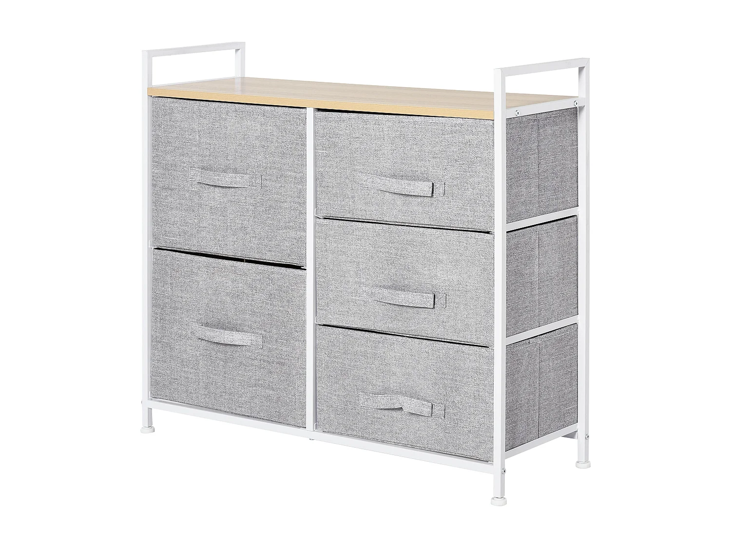 Commode Meuble de Rangement 5 Tiroirs Amovibles pour Chambre Salon Cuisine 83 x 29 x 77 cm Gris