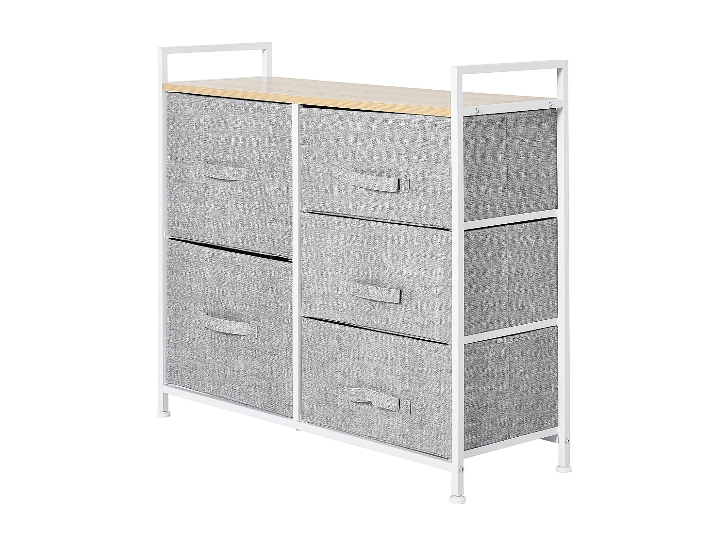 Commode Meuble de Rangement 5 Tiroirs Amovibles pour Chambre Salon Cuisine 83 x 29 x 77 cm Gris