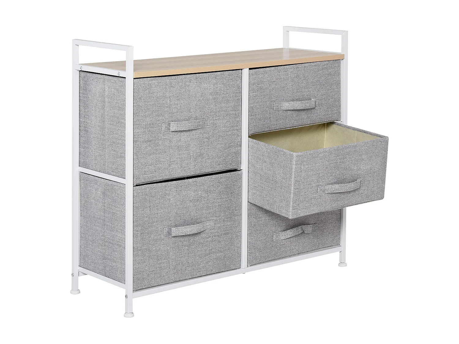 Commode Meuble de Rangement 5 Tiroirs Amovibles pour Chambre Salon Cuisine 83 x 29 x 77 cm Gris