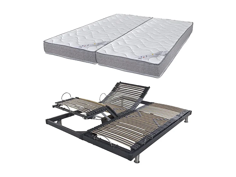Matelas et sommier 2x80x200 Mousse - S50 - Soutien medium - Fabriqué en France