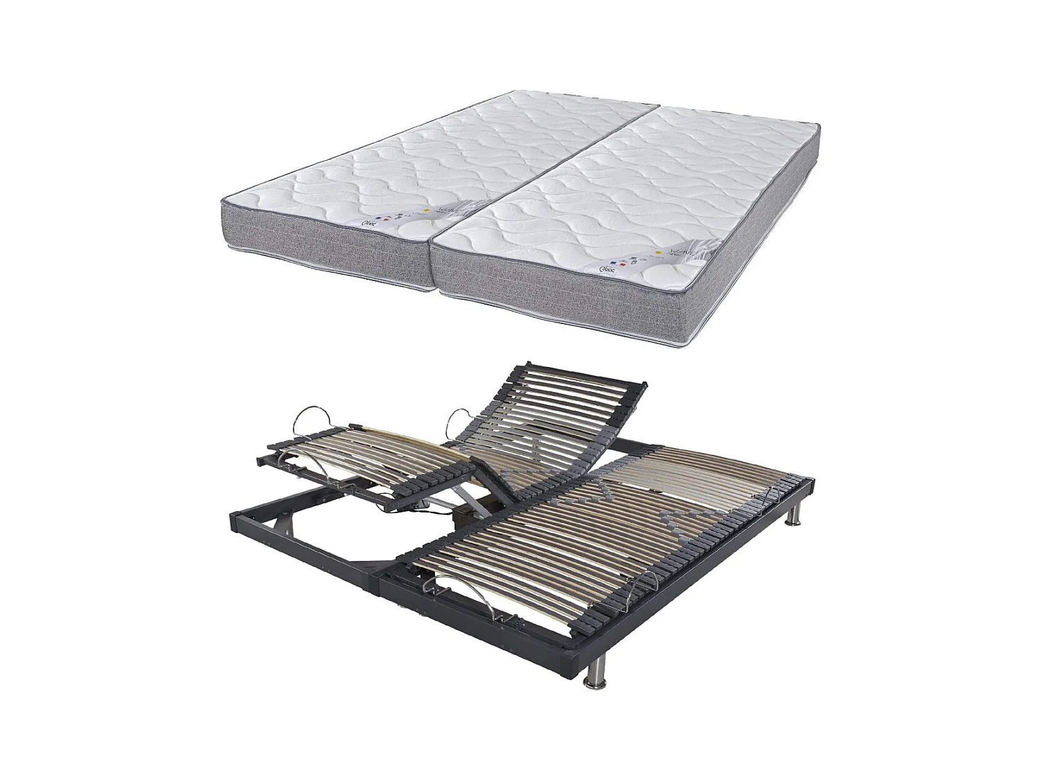 Matelas et sommier 2x80x200 Mousse - S50 - Soutien medium - Fabriqué en France
