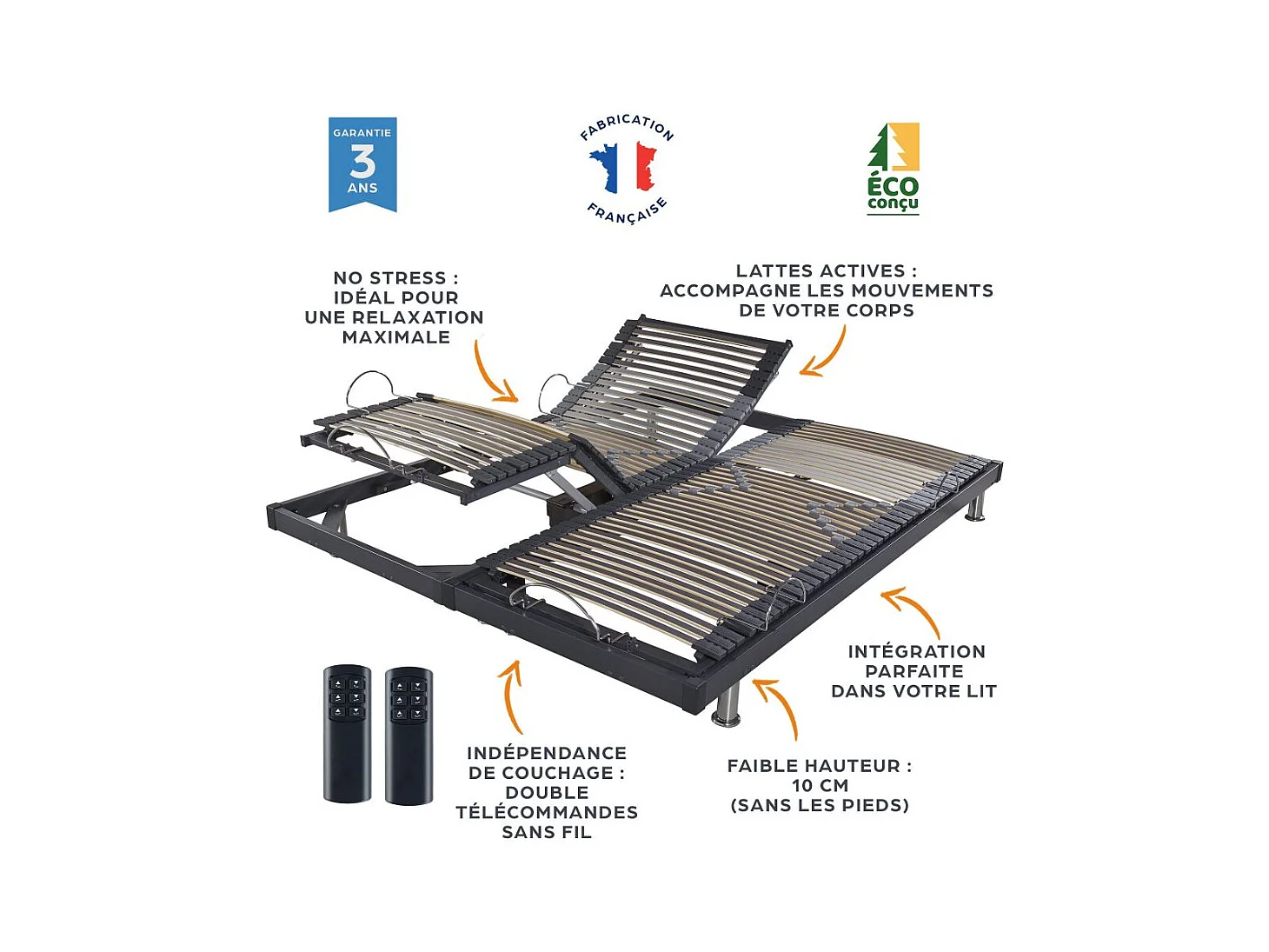 Matelas et sommier 2x80x200 Mousse - S50 - Soutien medium - Fabriqué en France