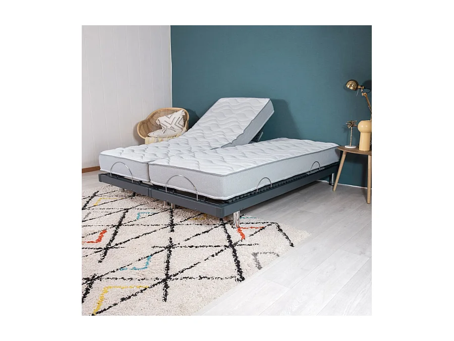 Matelas et sommier 2x80x200 Mousse - S50 - Soutien medium - Fabriqué en France