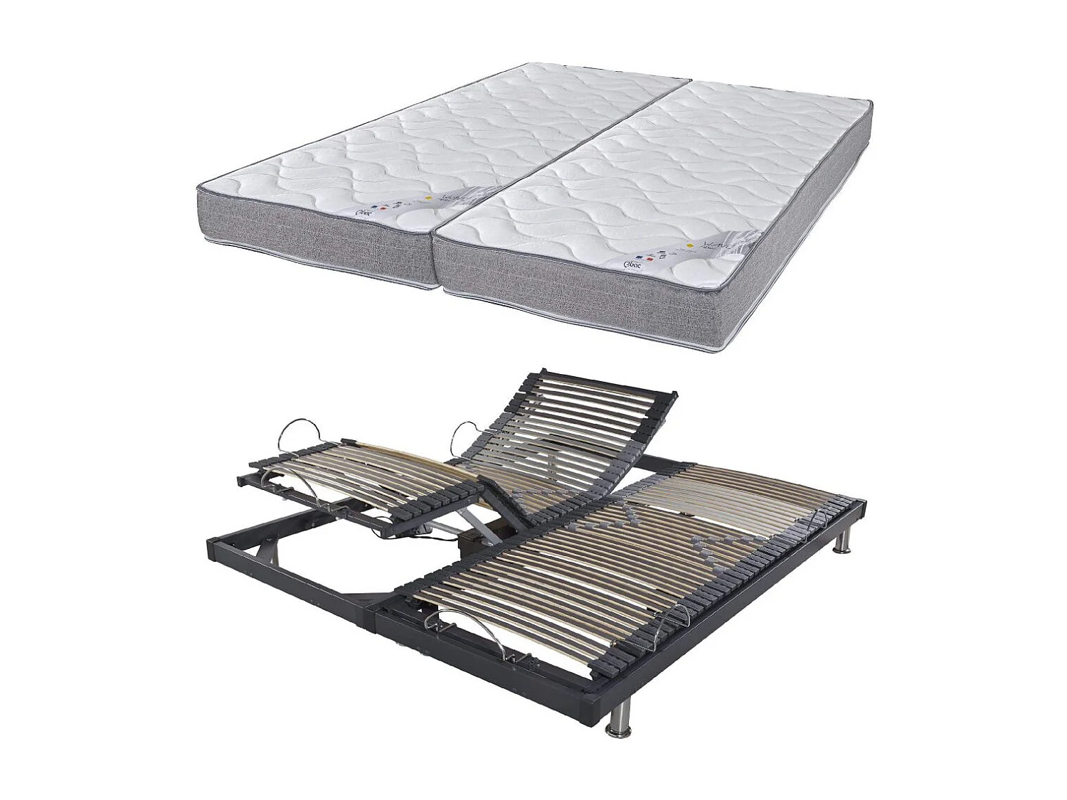 Matelas et sommier 2x80x200 Mousse - S50 - Soutien medium - Fabriqué en France